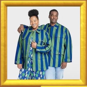 [#1047] SAMMY B | Target | Striped Jacket Blue Green | Size XL